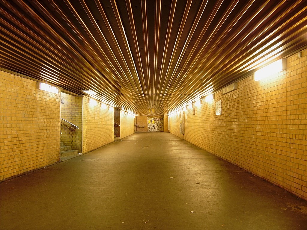 pedestrian tunnel berlin station free photo