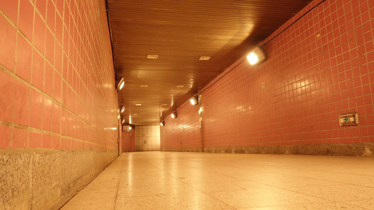 pedestrian underpass tunnel tile free photo