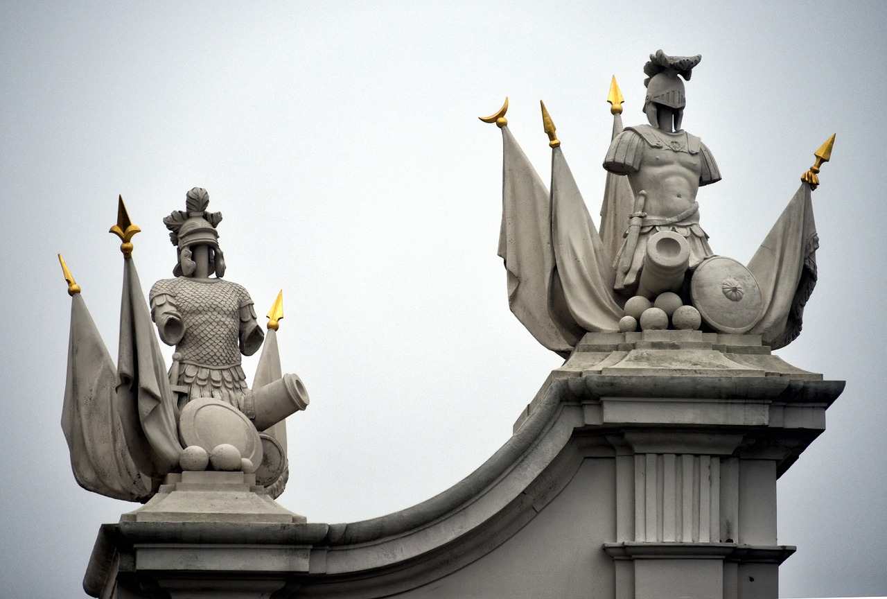 pediment statues soldiers free photo