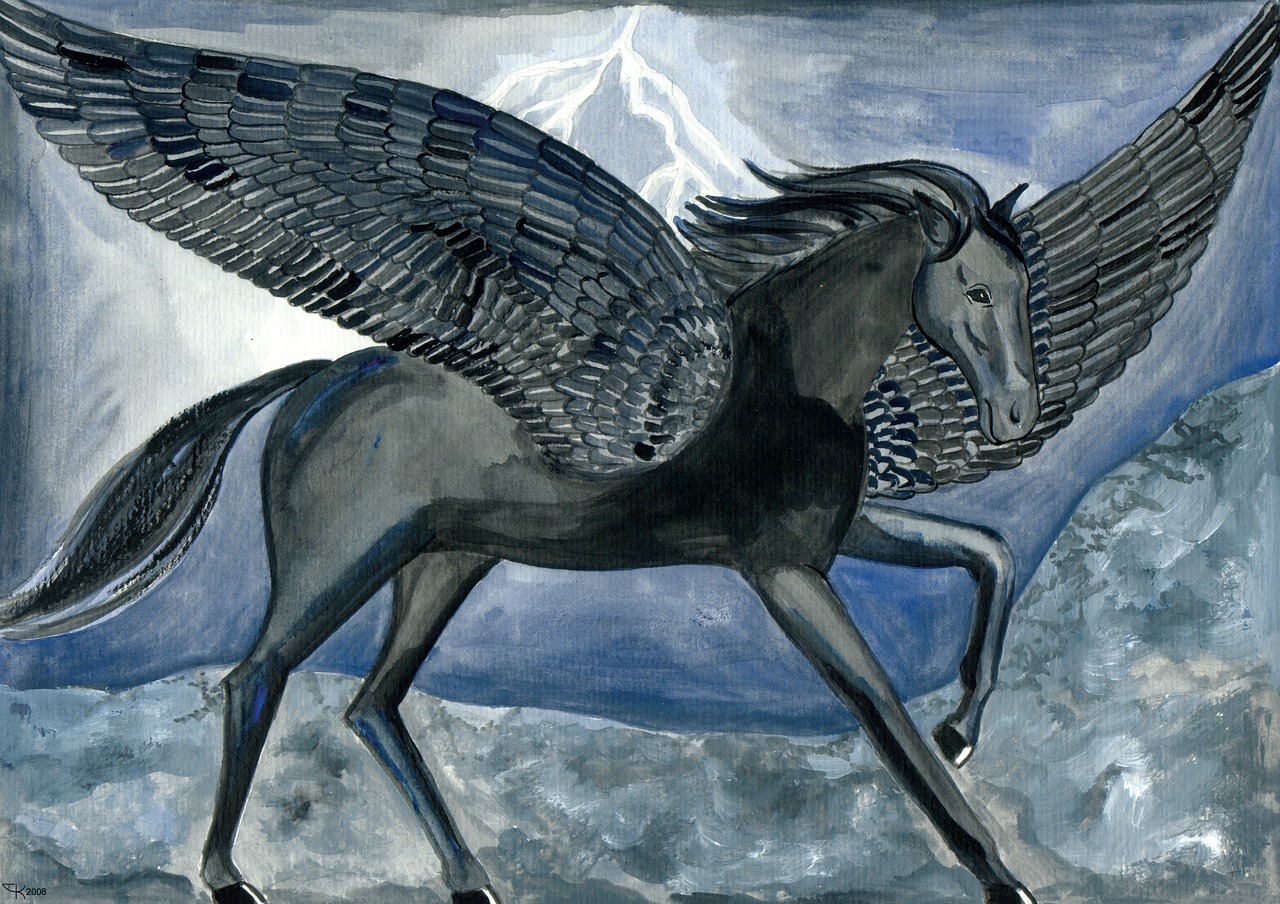 pegasus winged horse thunderstorm free photo