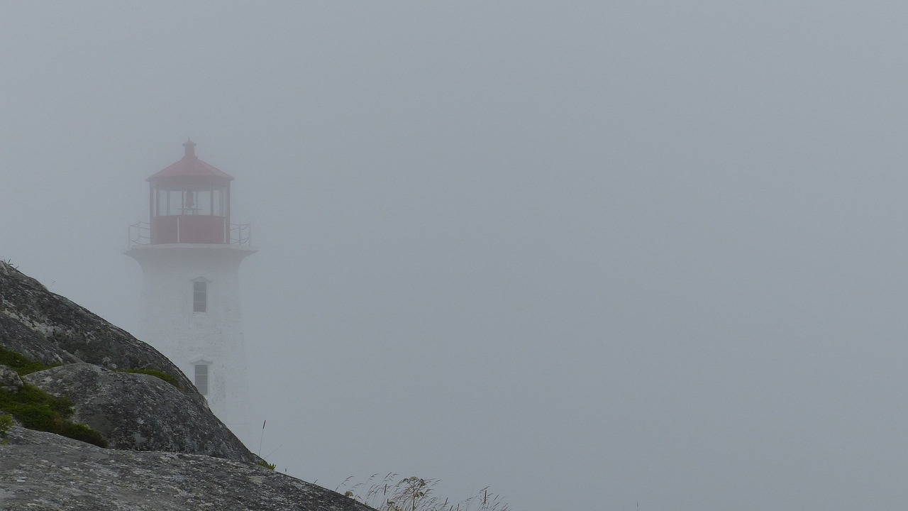 peggy's cove  fog  lighthouse free photo