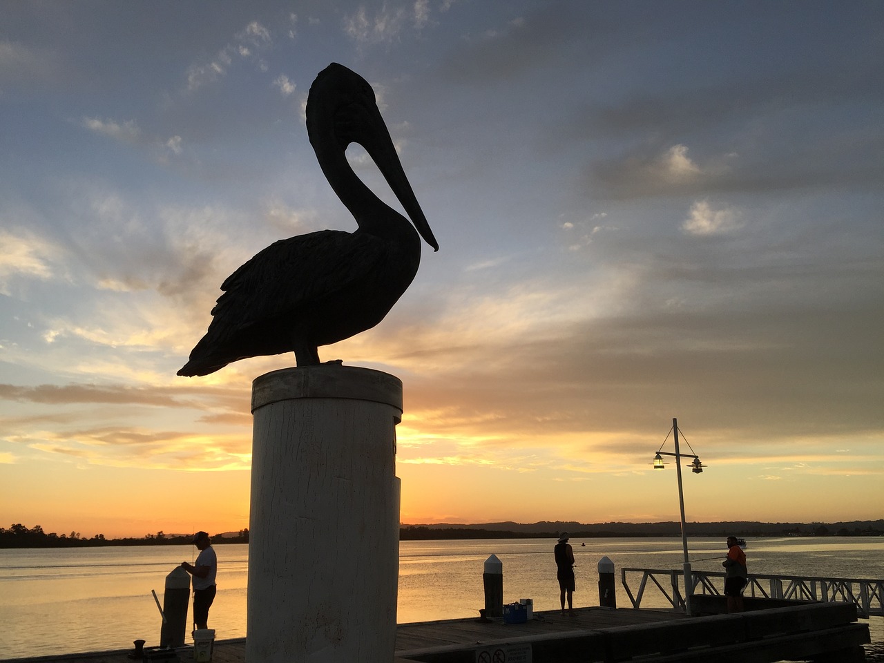 pelican statue silhouettes free photo