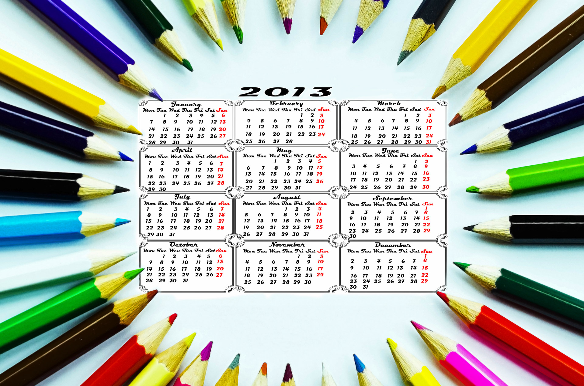 calendar 2013 pencil january free photo