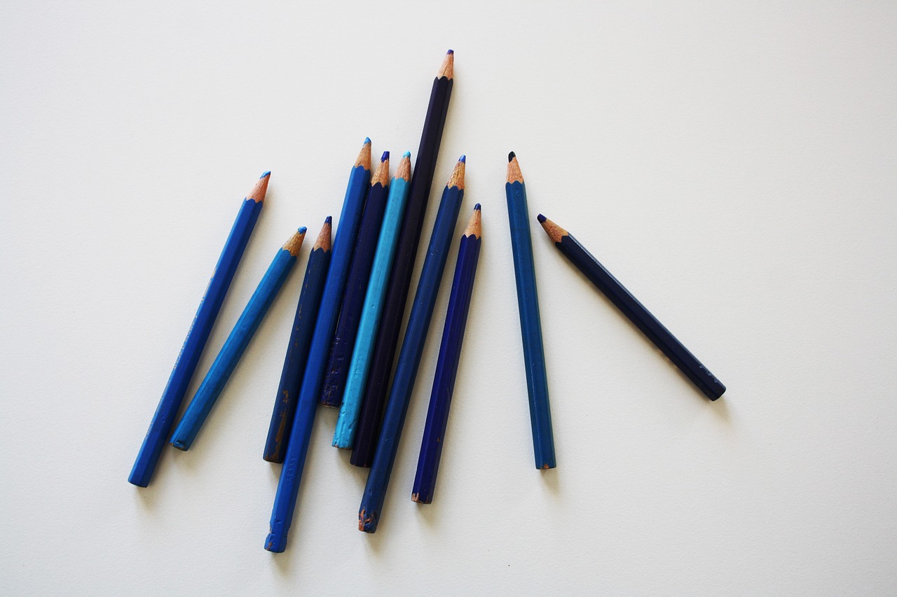 pencils colored pencils blue pencils free photo