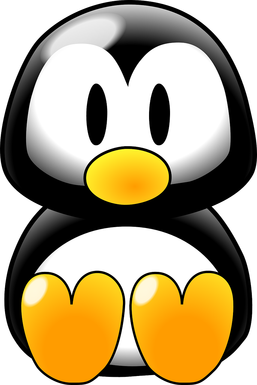 penguin,baby,linux,bird,cute,chick,mascot,cartoon,free vector graphics,free pictures, free photos, free images, royalty free, free illustrations, public domain