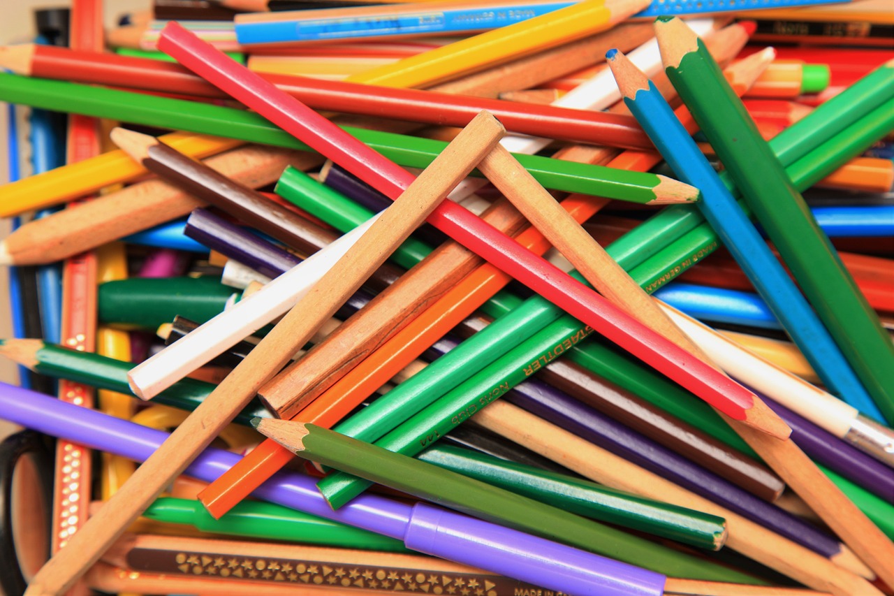 pens mess colored pencils free photo
