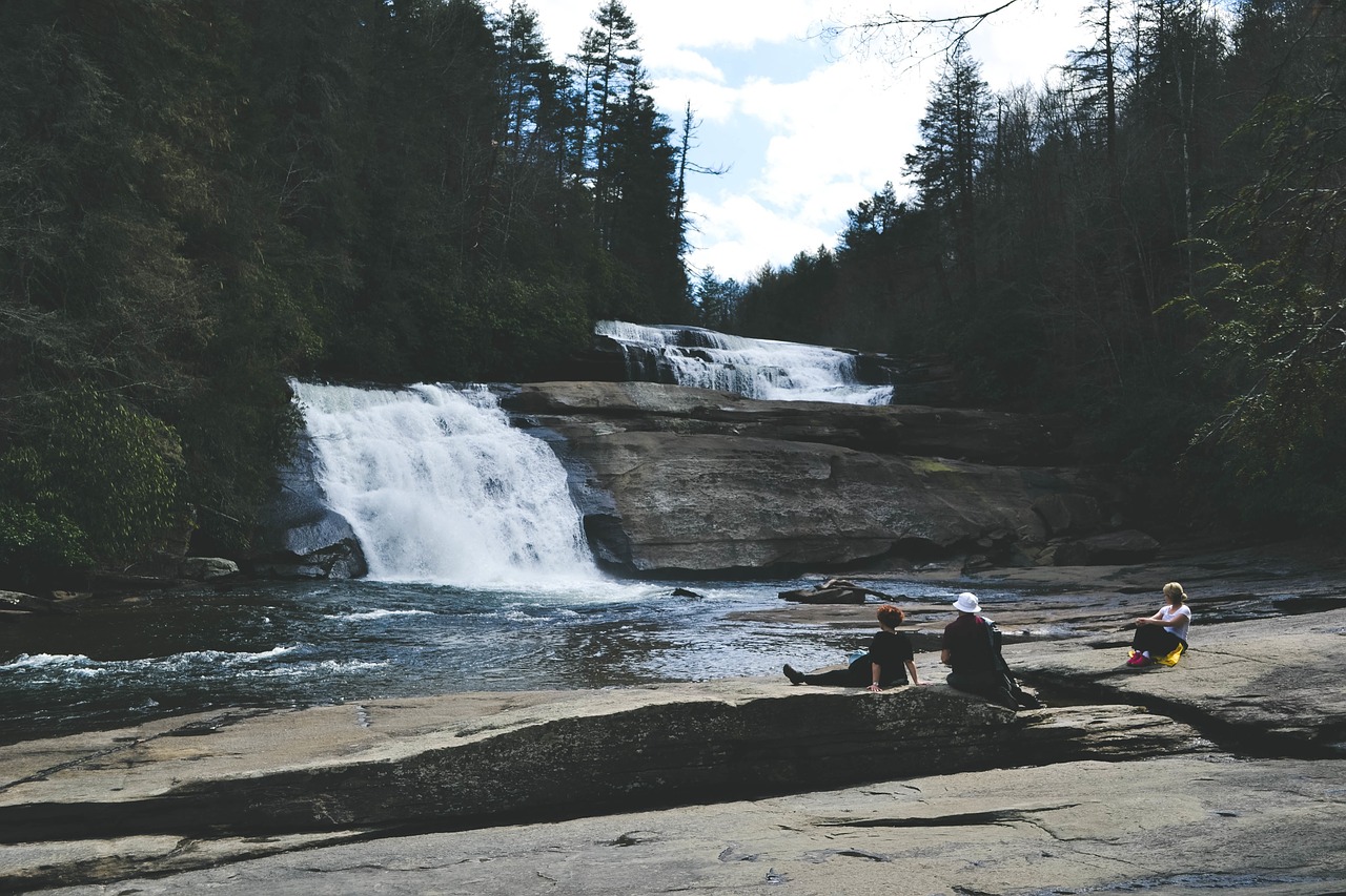 people waterfall outdoors free photo