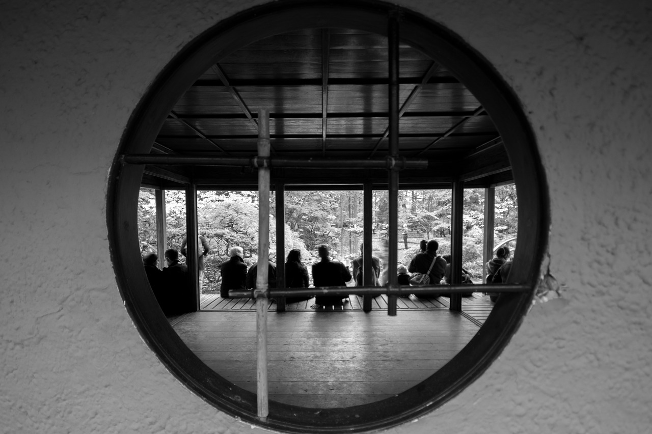 people black and white circle free photo