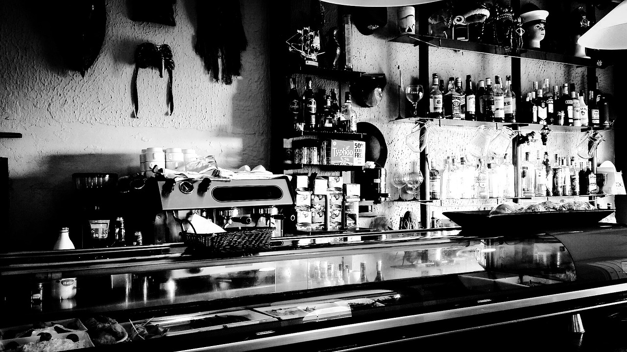 bar restaurant black and white free photo