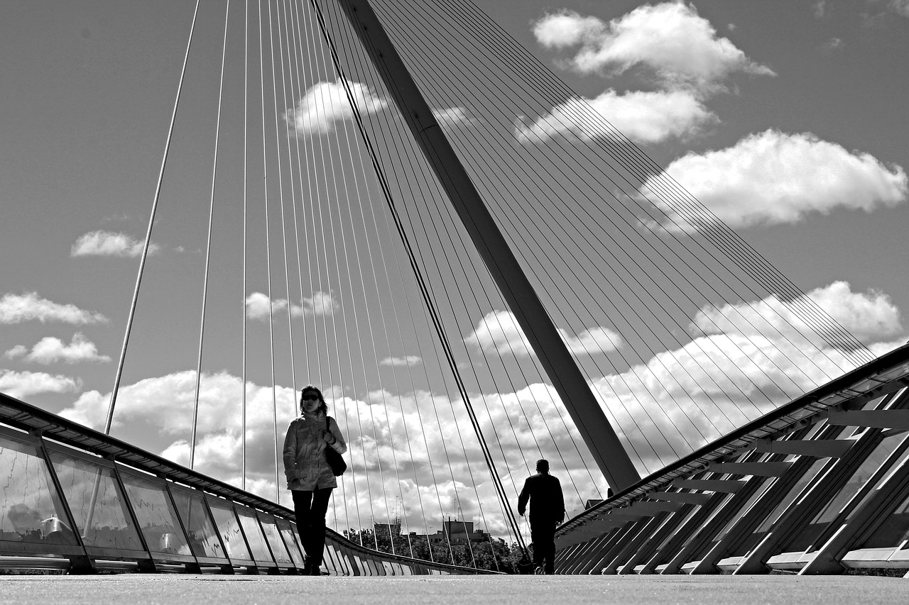 people perspective bridge free photo