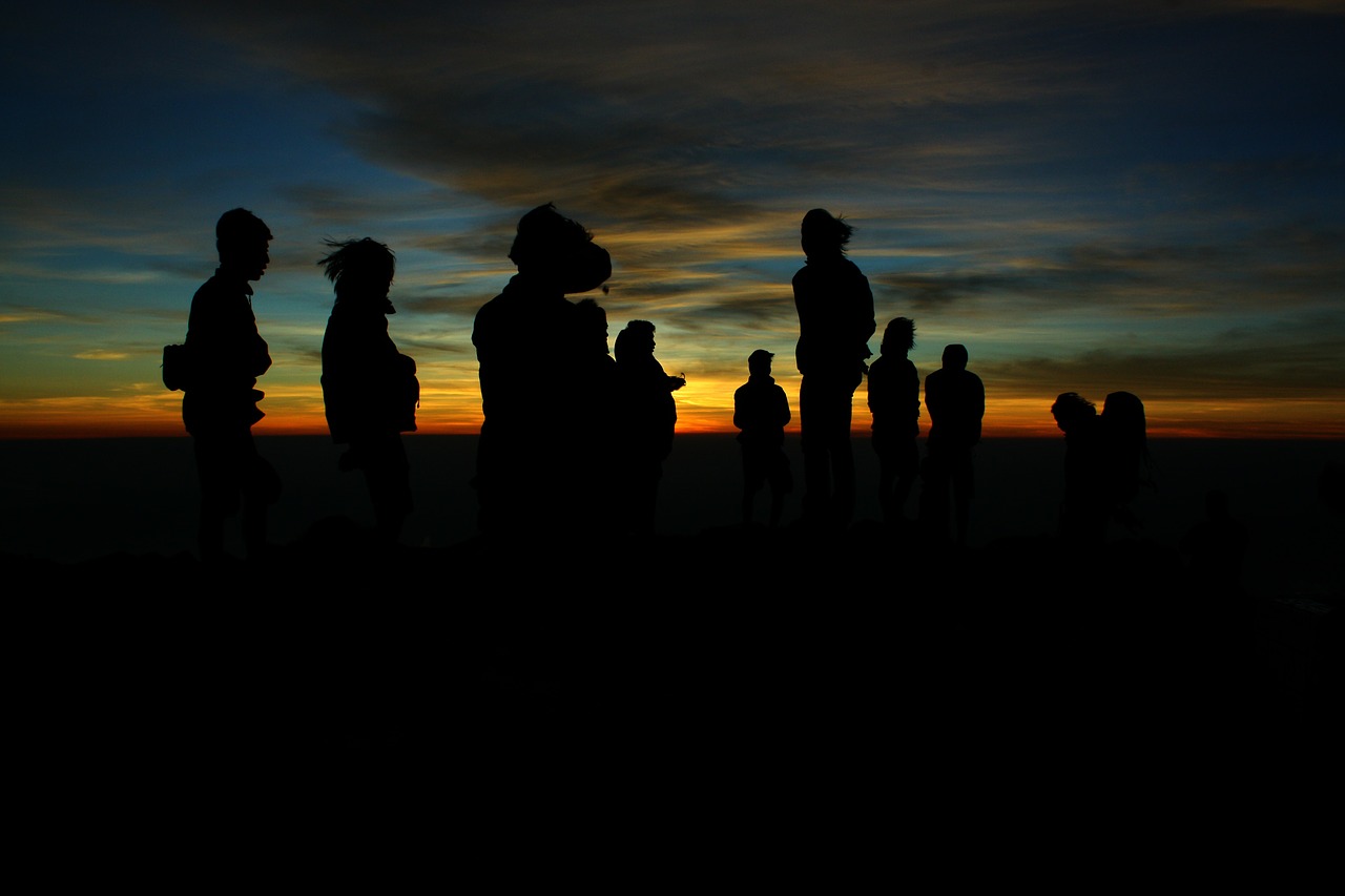 people silhouettes group free photo