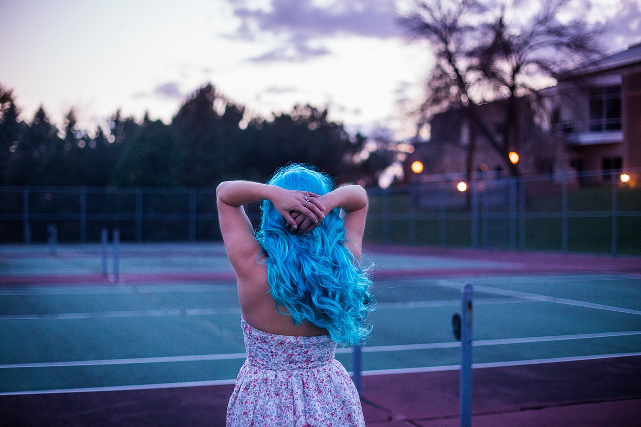 people blue hair free photo