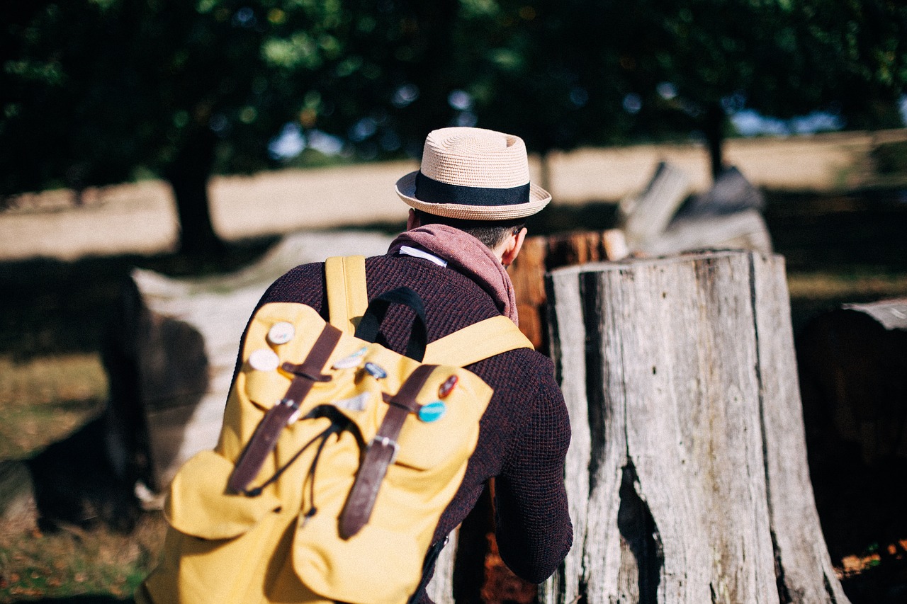 Outdoor man. Man outside. Woody Travel.