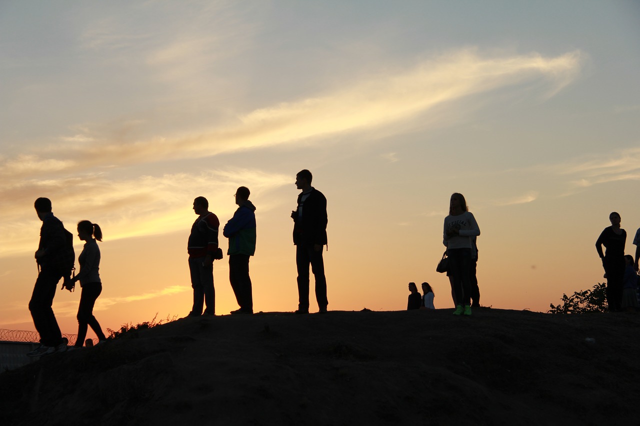 people evening sunset free photo