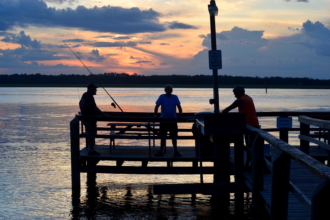 people fishing pier free photo