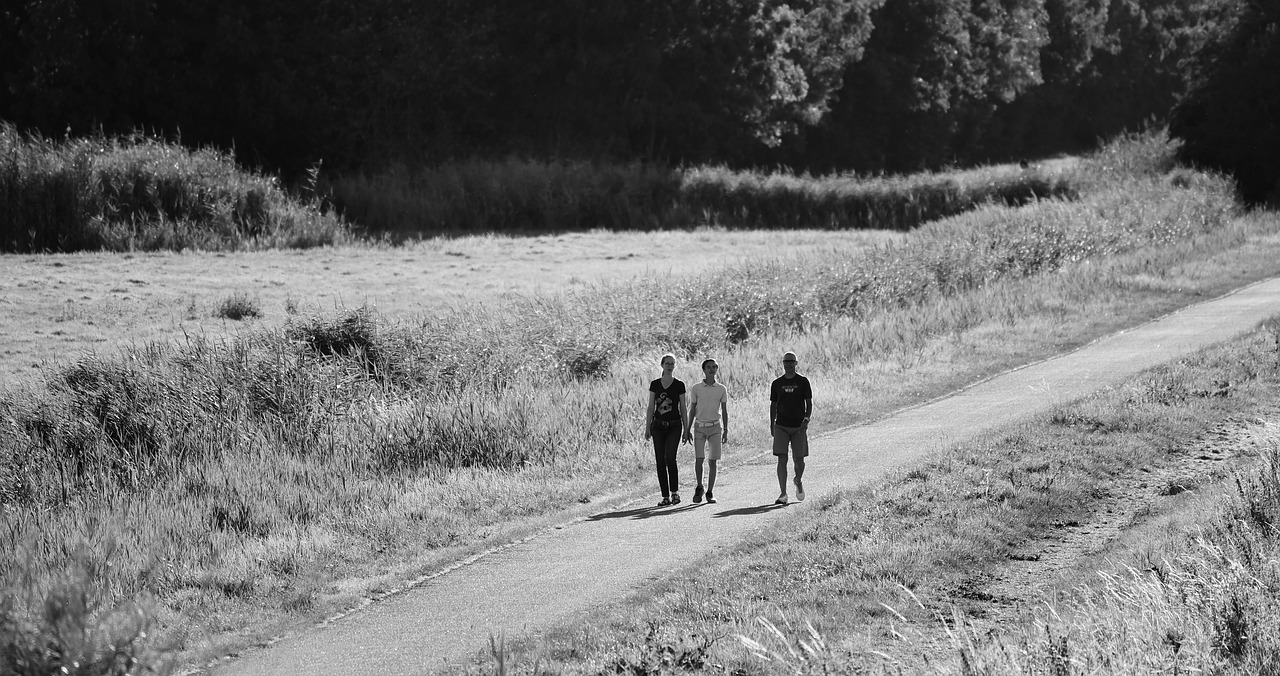 people  walking  country road free photo