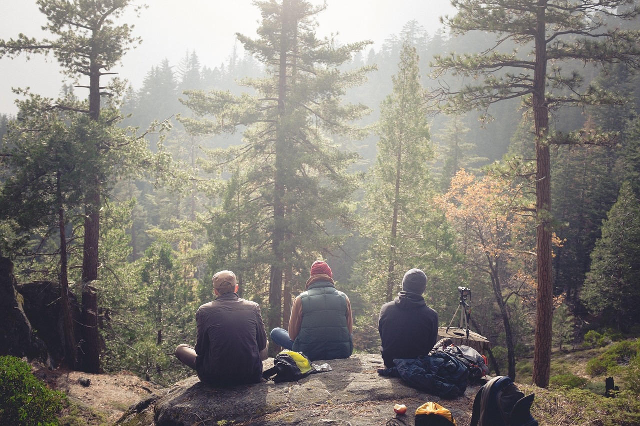 people camping hiking free photo