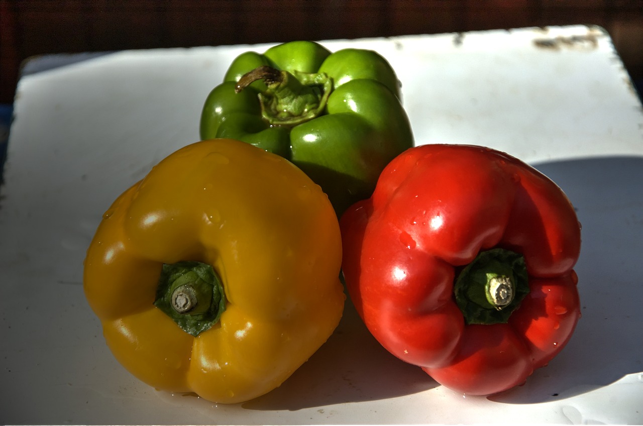 peppers red green yellow vegetable free photo