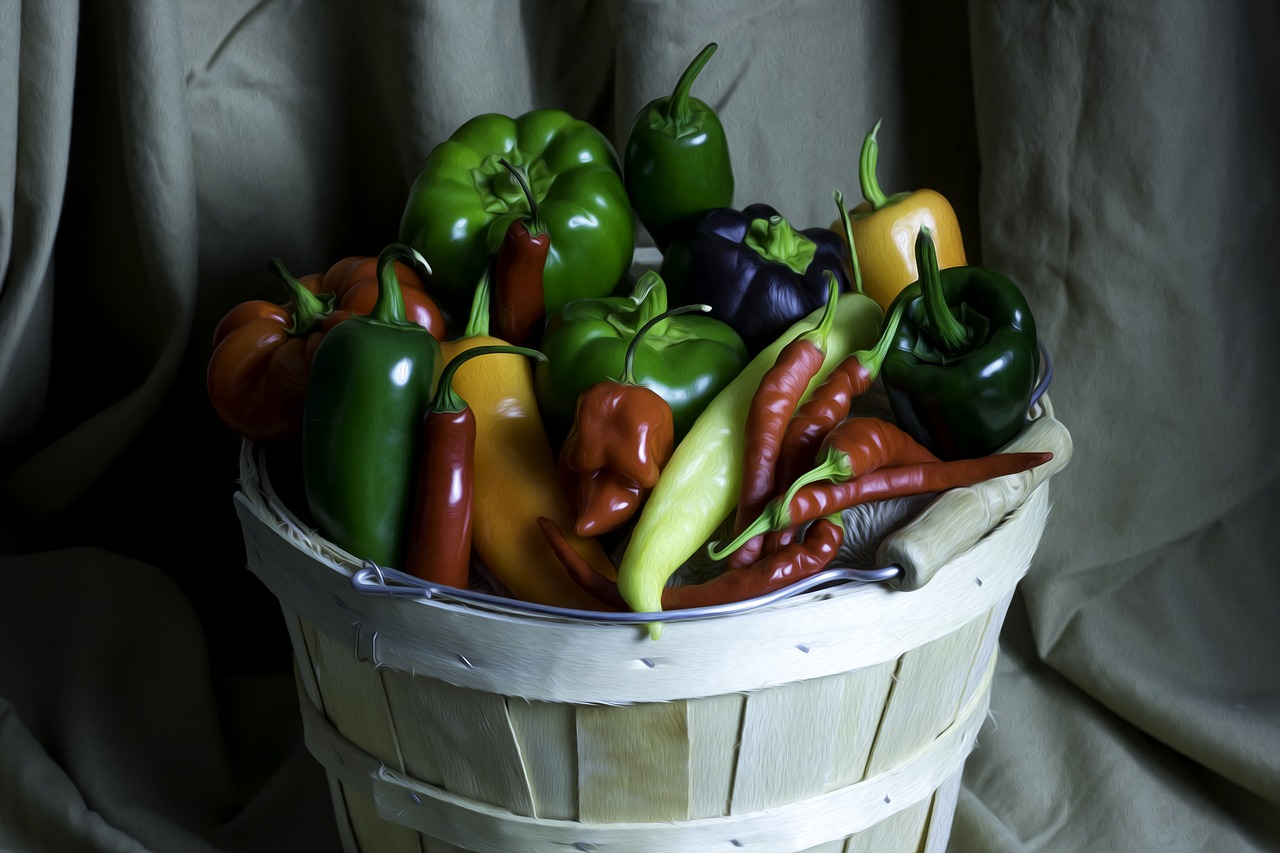 peppers basket vegetable free photo