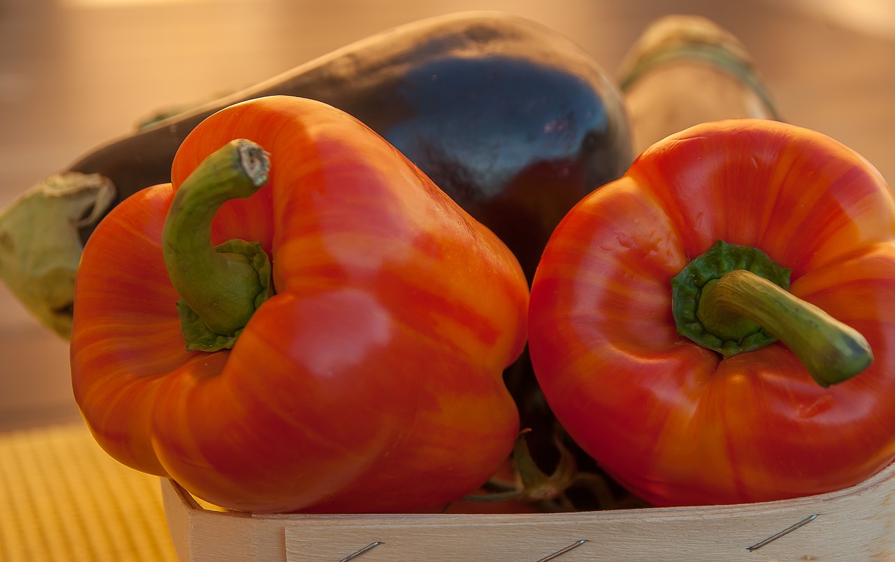 peppers eggplant vegetables free photo