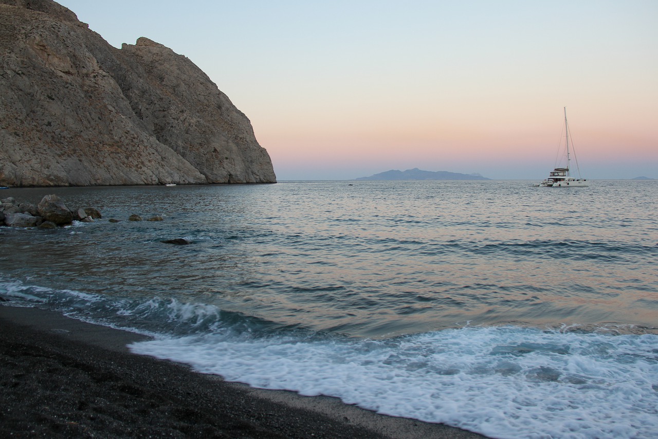 perissa  santorini  black sand free photo