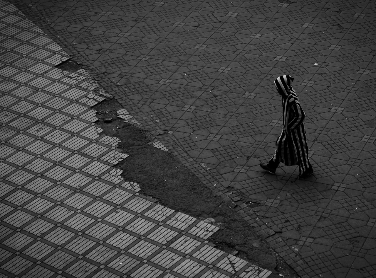 person walking alone free photo