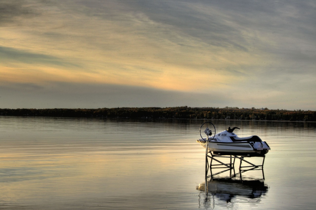 personal watercraft lake sunset free photo