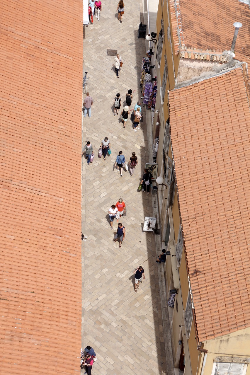 perspective from above pedestrian zone free photo