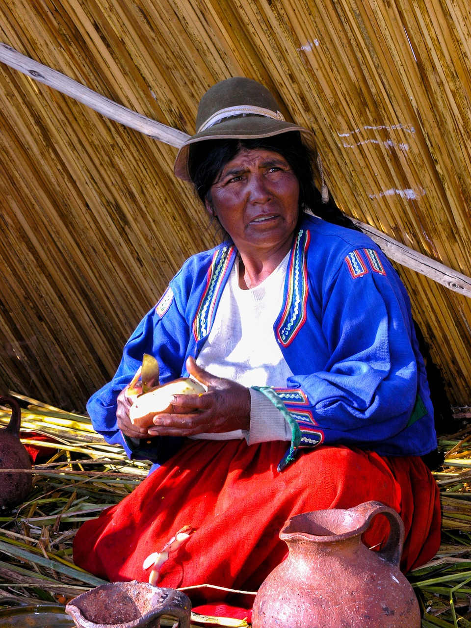 peru lake titicaca woman free photo