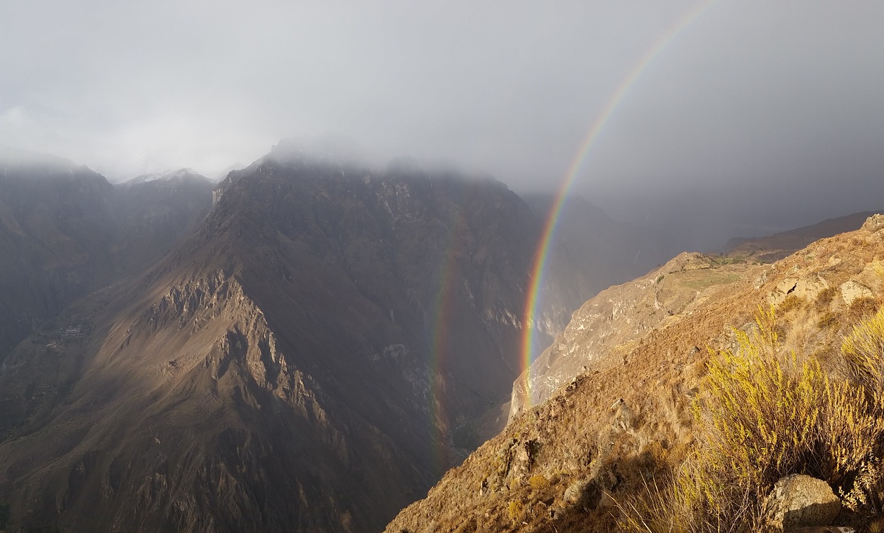 peru colca valley rainbow free photo