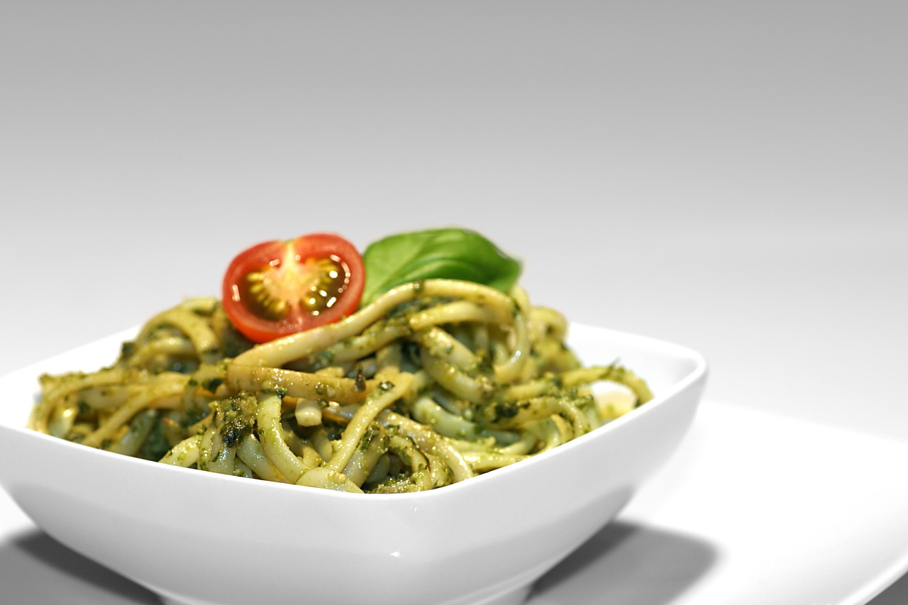 pesto bowl spaghetti free photo