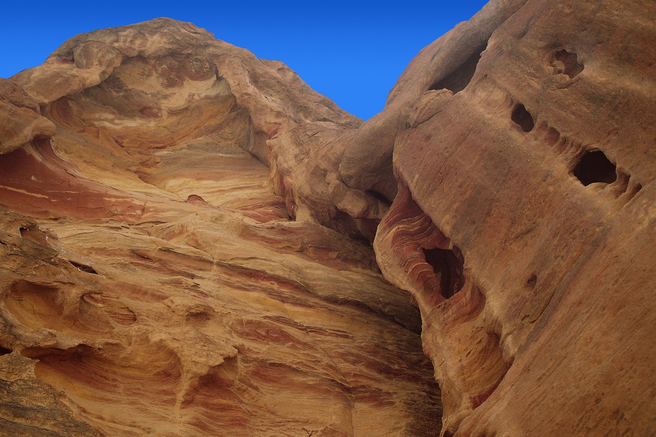 petra rock wall canyon free photo