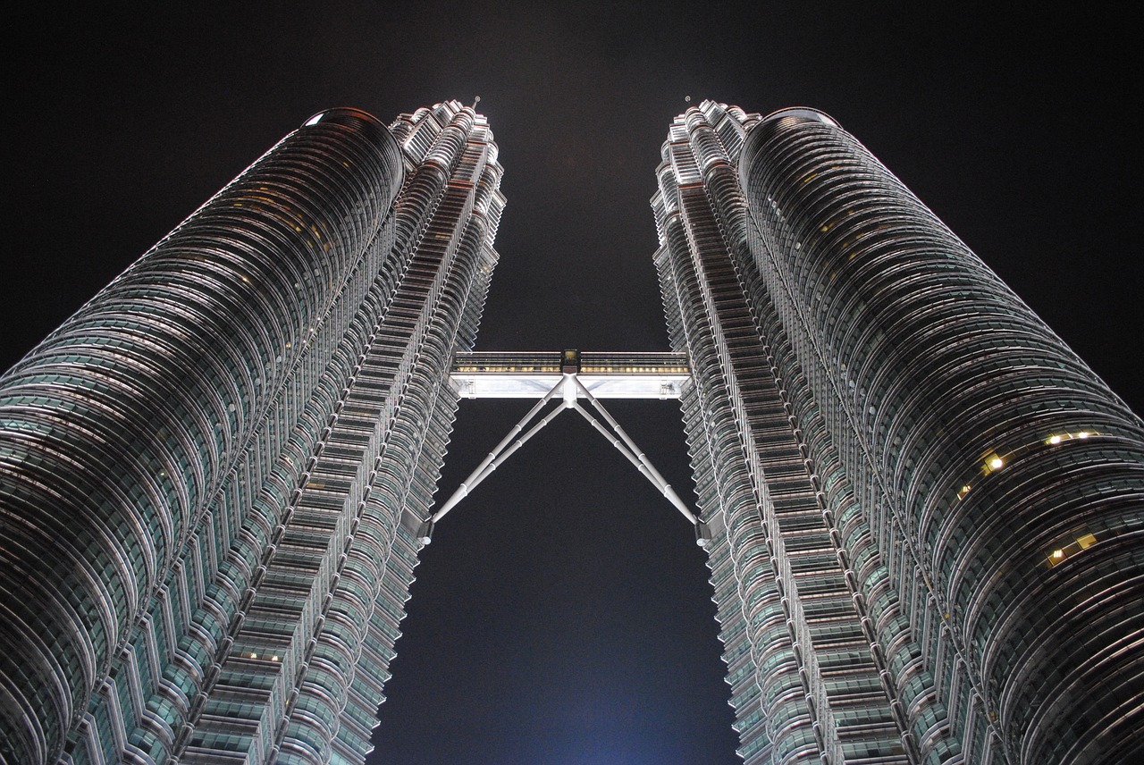 petronas towers night travel free photo