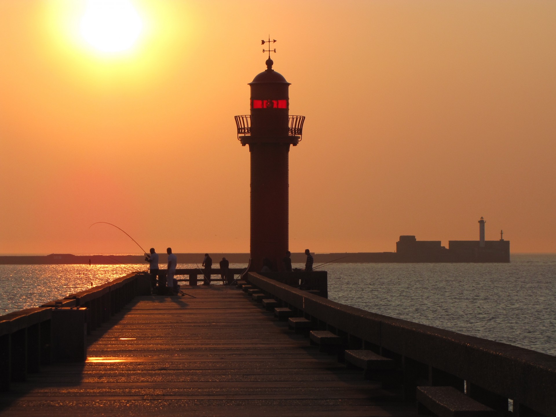 wharf breakwater lighthouse free photo