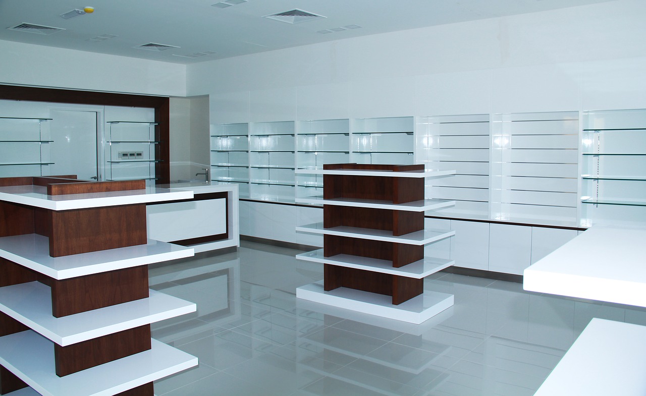 pharmacy shelving design free photo
