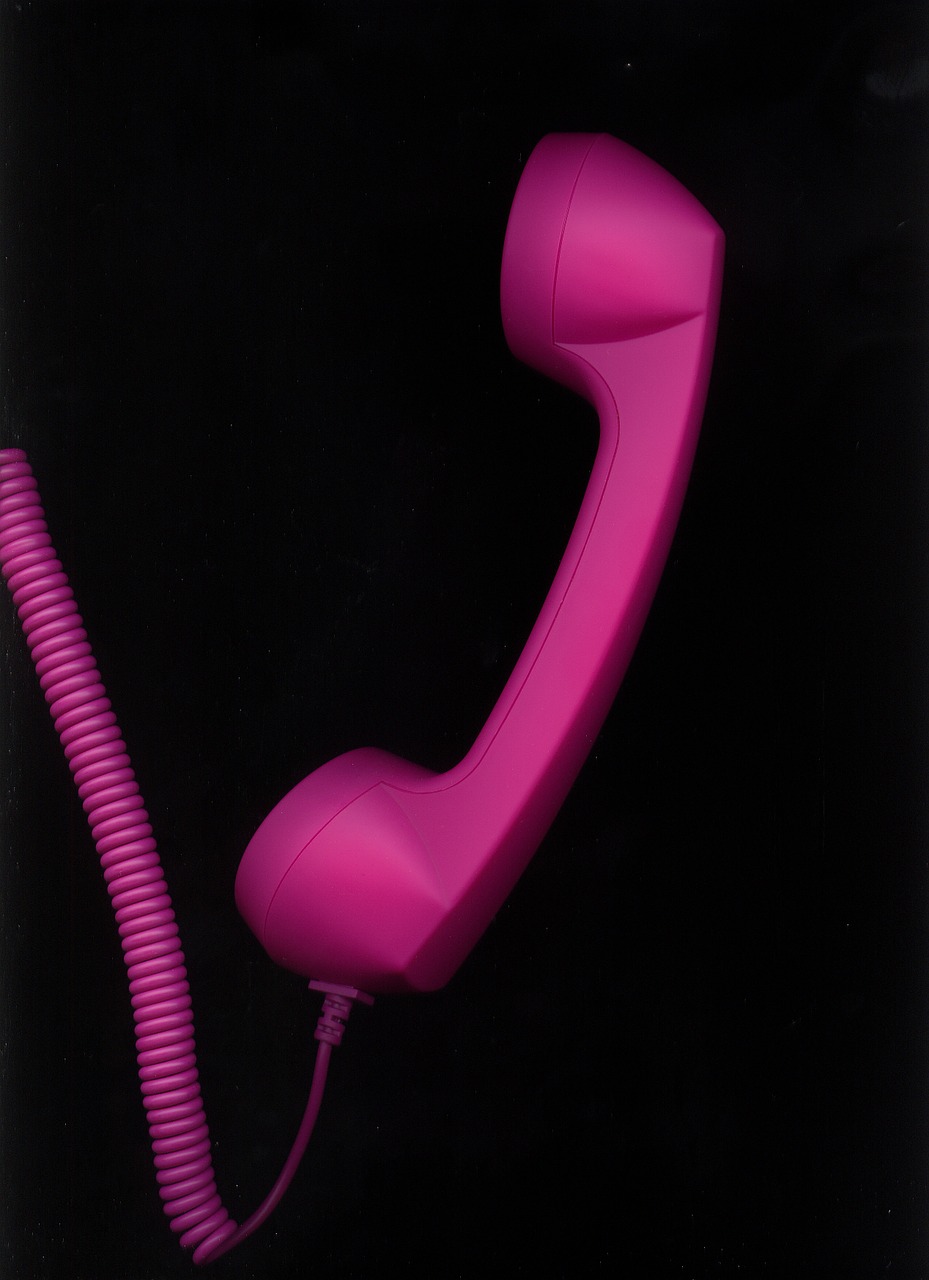 phone telephone handset pink free photo