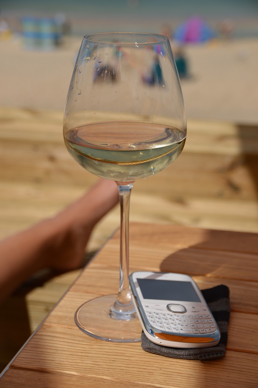 phone wine glass sun free photo
