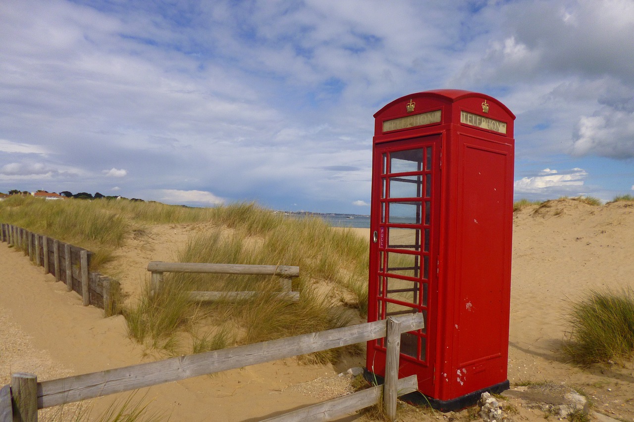 phone booth beach phone south gland free photo