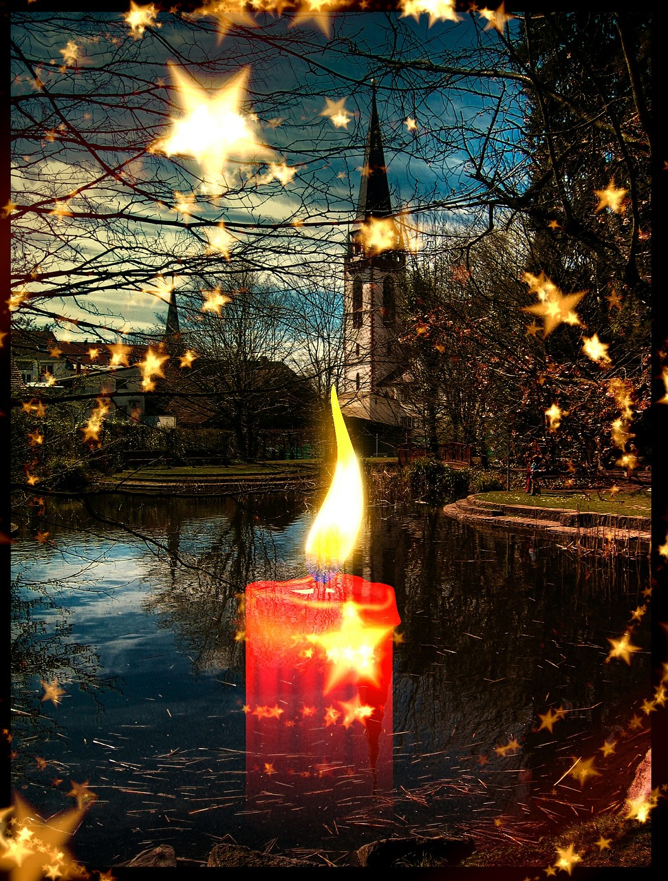 photo montage christmas candle free photo