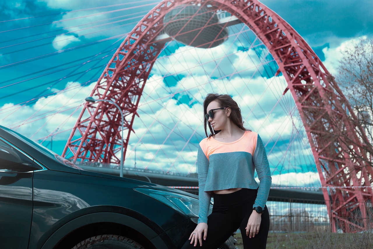 photo shoot under the scenic bridge girl pants free photo