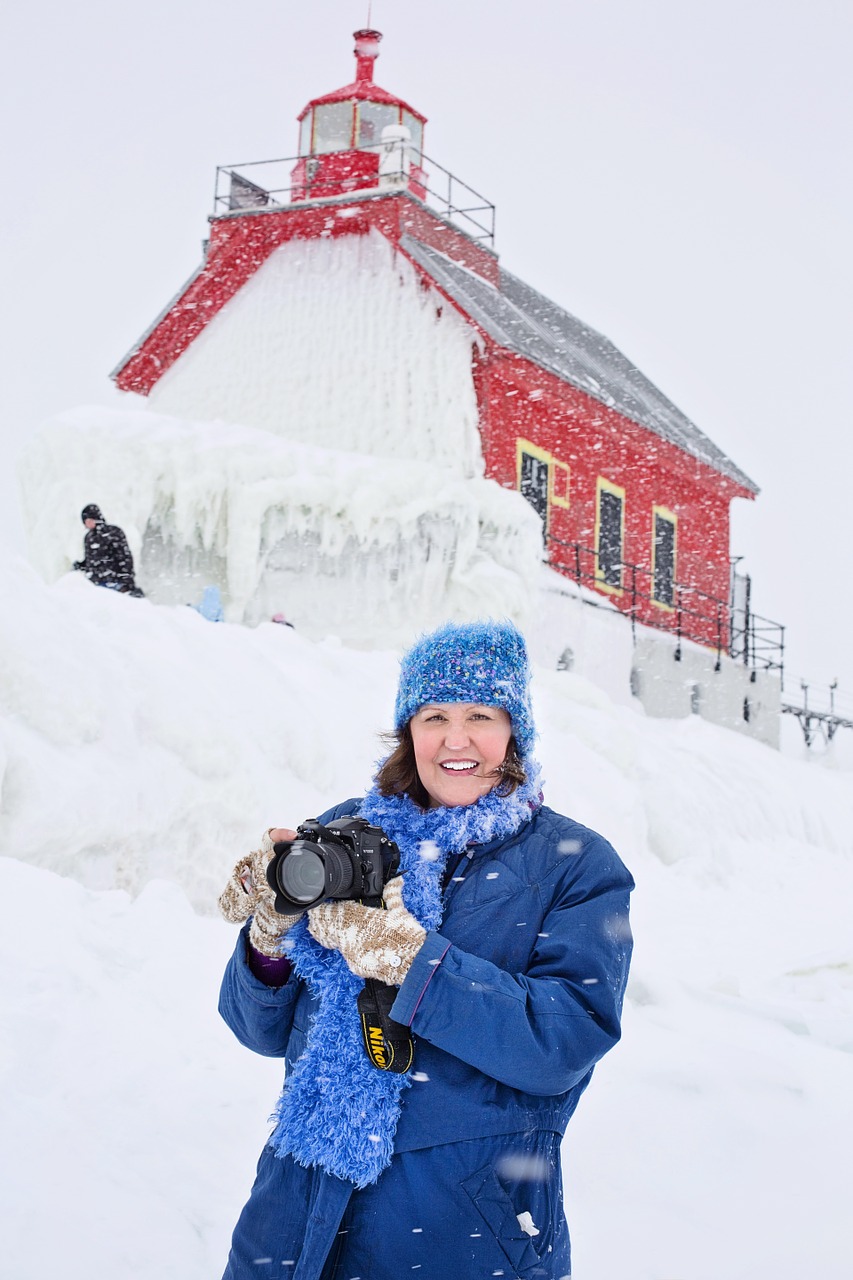 photographer lighthouse woman free photo