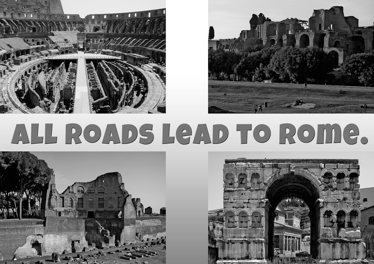phrase saying all roads lead to rome free photo