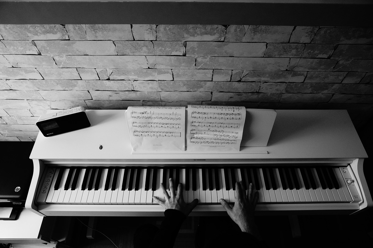 piano black and white playing free photo