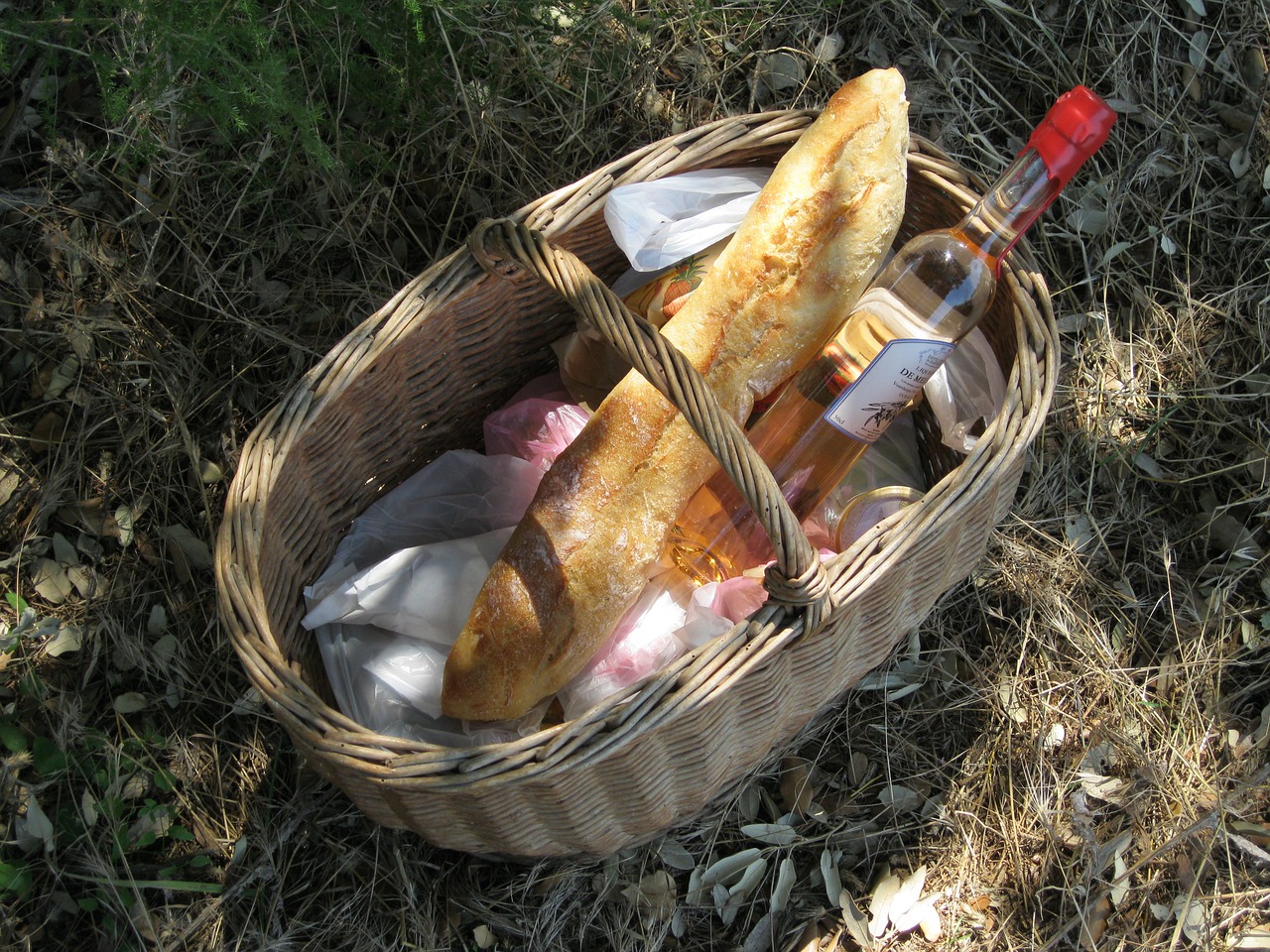 picnic bread wine free photo