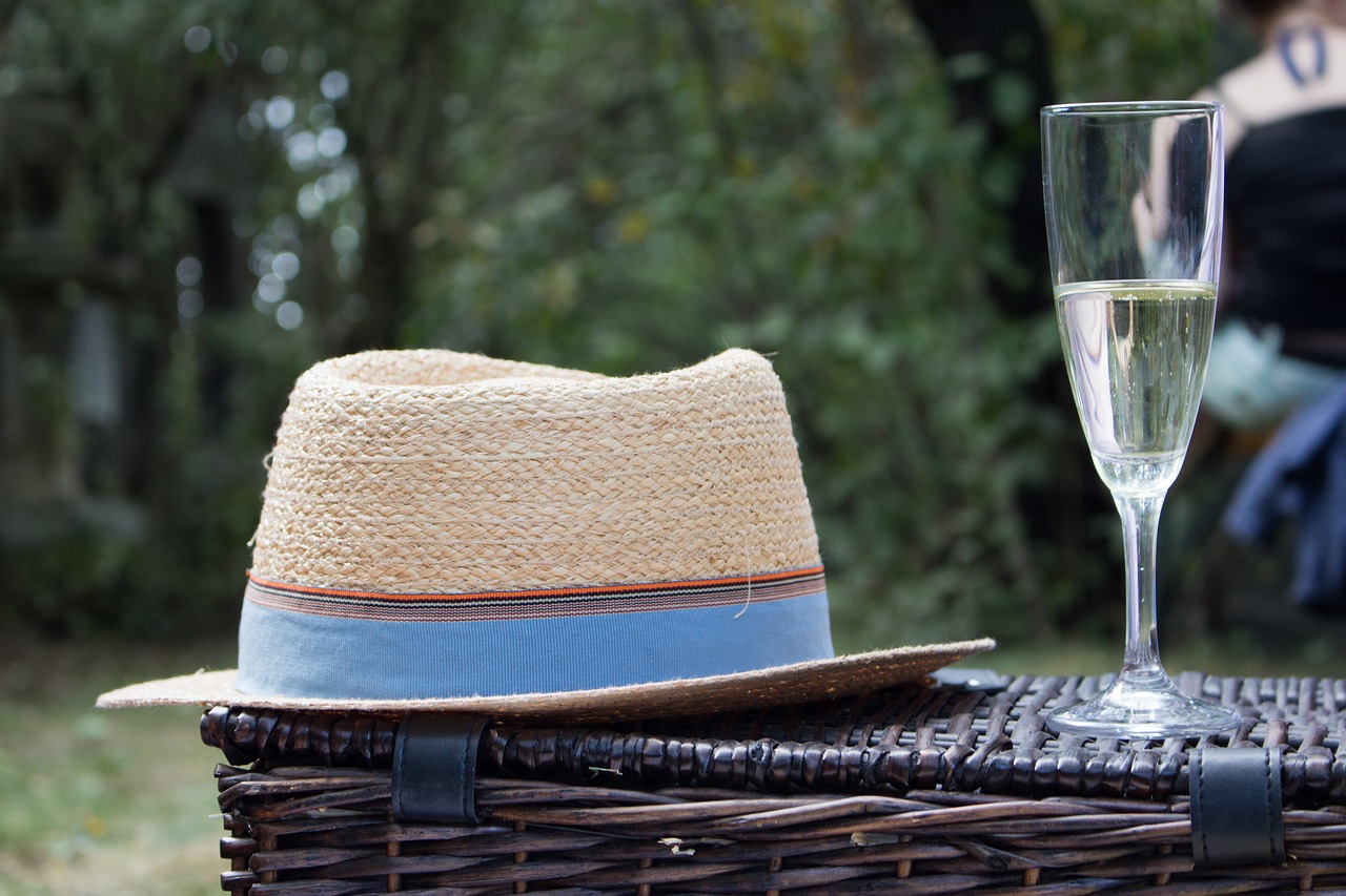 picnic hats champagne free photo