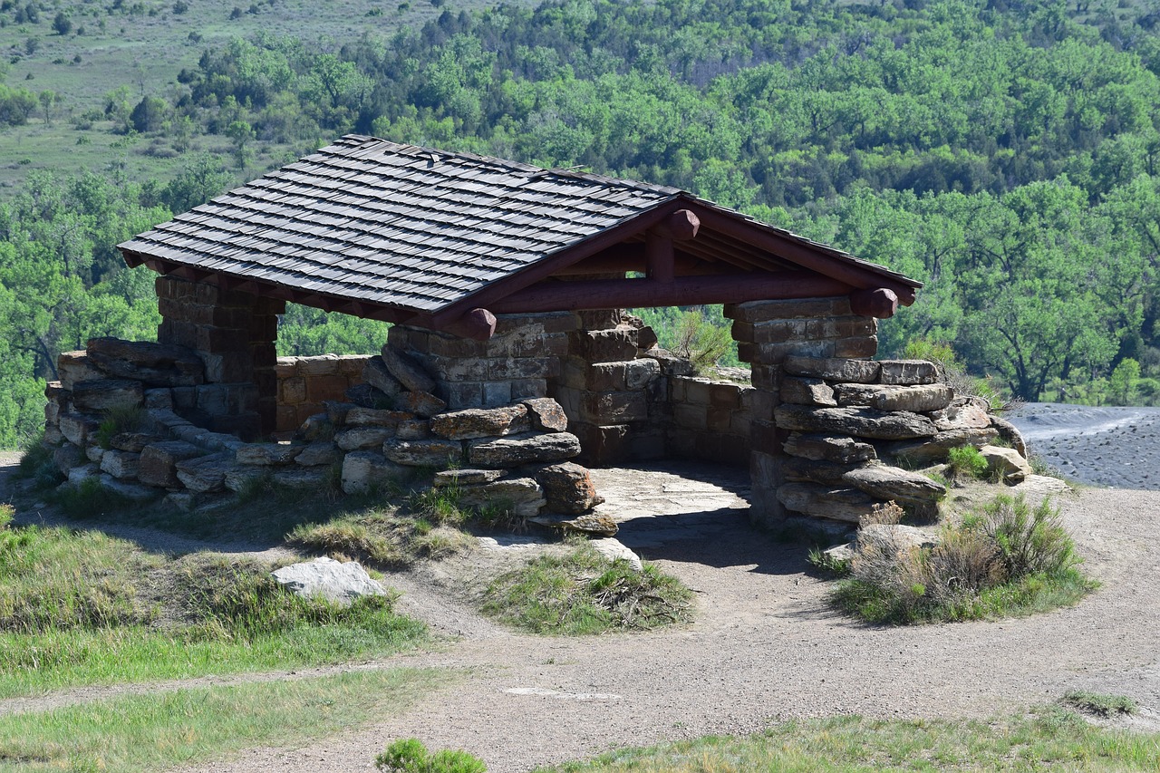 picnic shelter  badlands  north dakota free photo