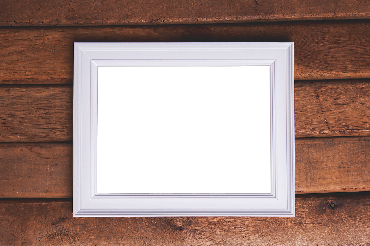 White frame. Empty picture frame. White Wooden frame PNG.