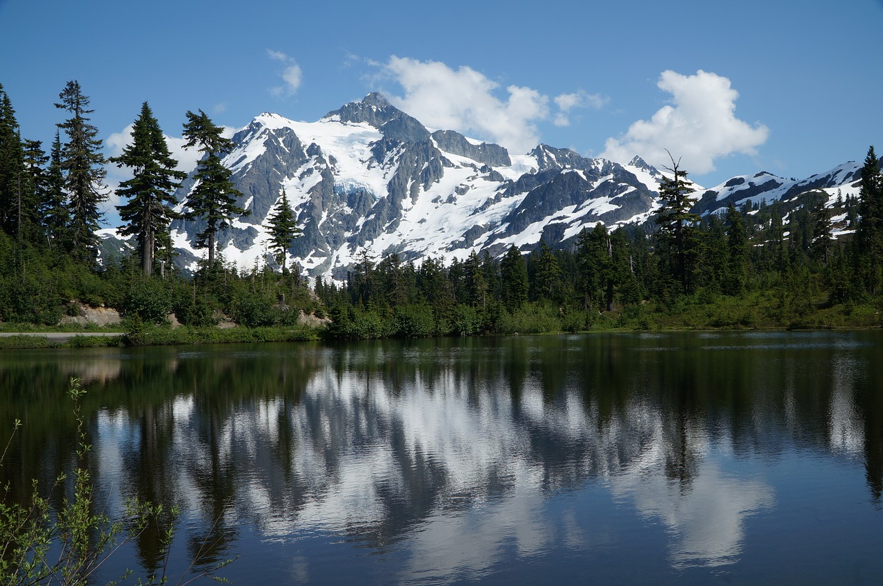 picture lake mountain reflection free photo