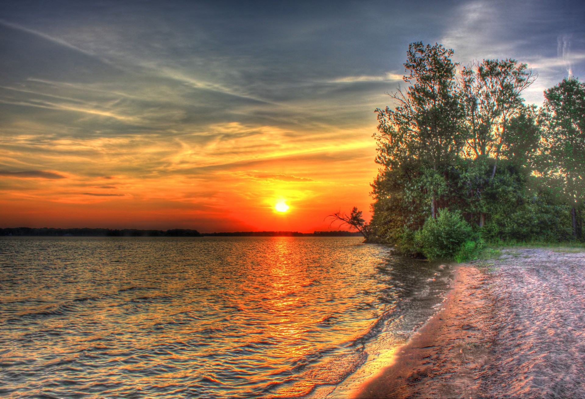 sunset lake water free photo