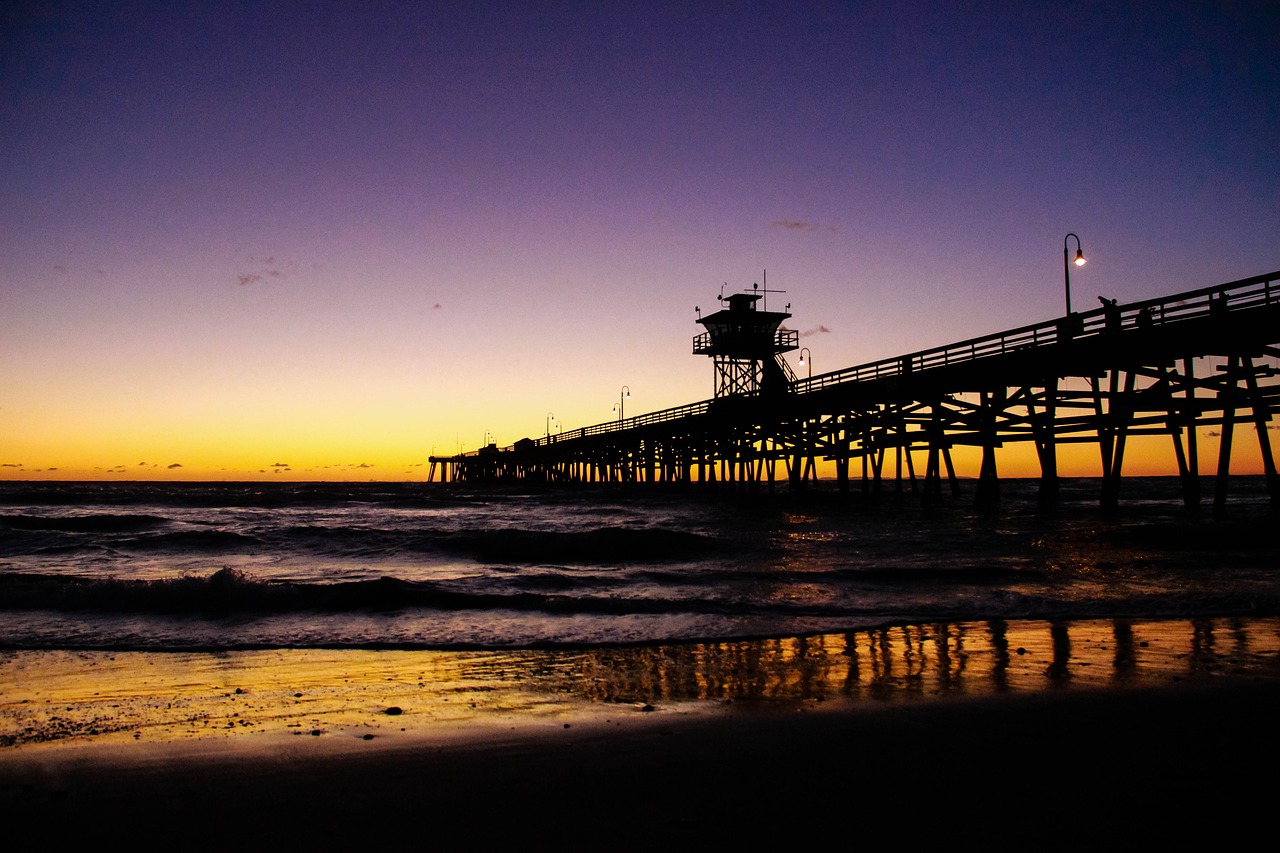 pier california sunset free photo